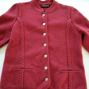 Giesswein Womens Knit Jacket Cardigan Raspberry Austria Wool Size 40